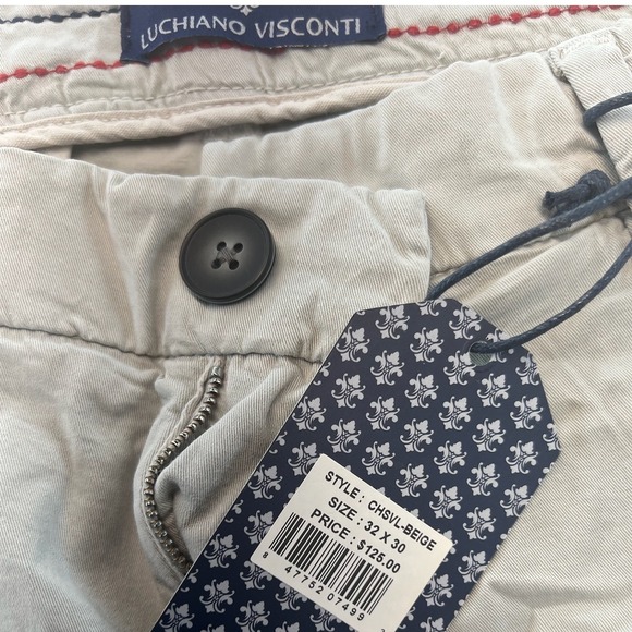 Luchiano Visconti Mens Beige Casual Chino Pants Size 32x30 NWT - Picture 2 of 3